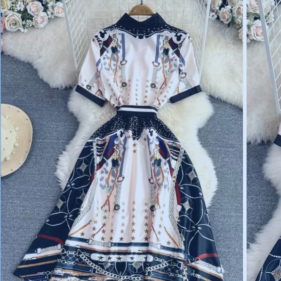 Elegant Printed Shirt Dress - Picture 2 of 10